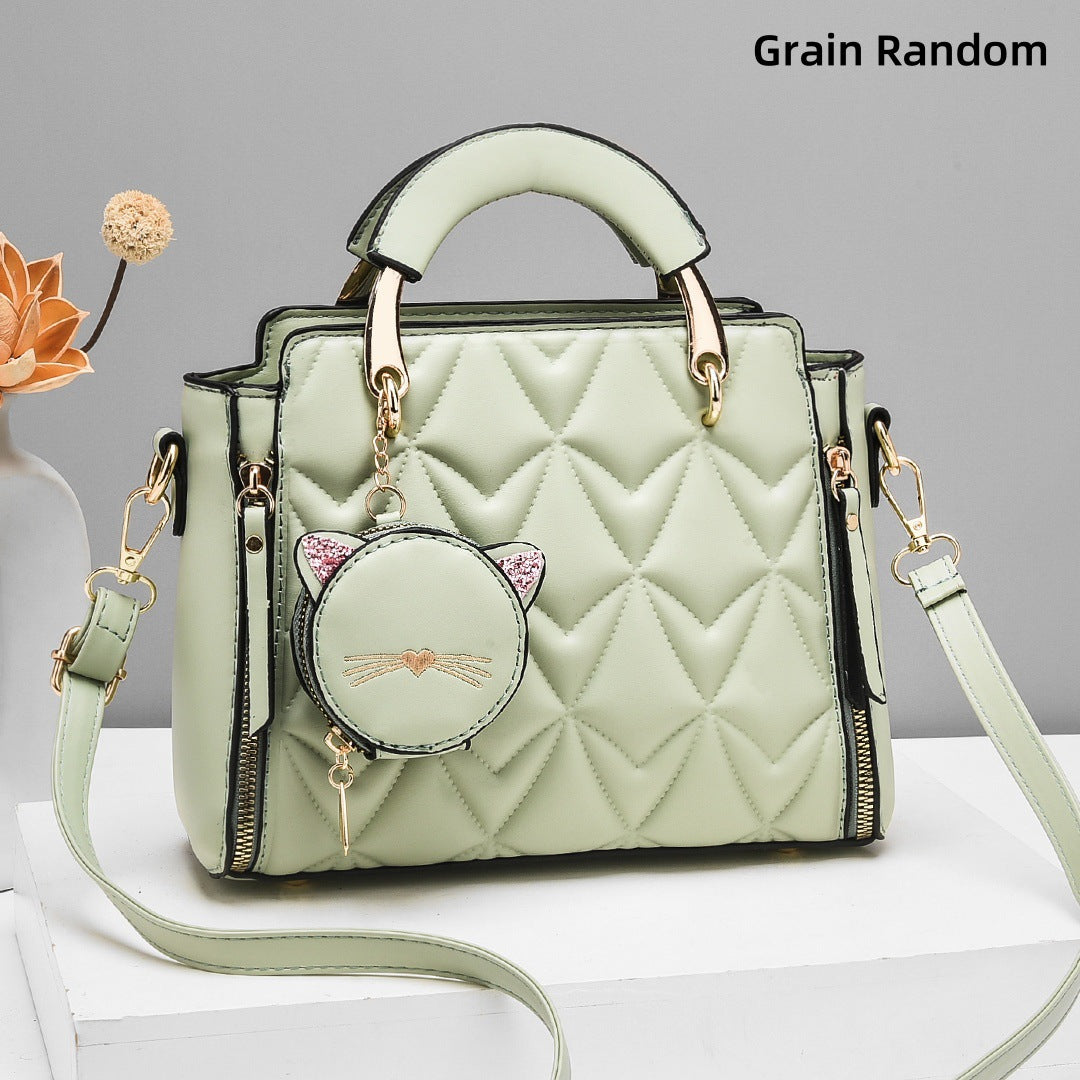 [Foreign Trade Women's Bag] Soft Surface Embossed Handbag Casual Messenger Bag Women's Shoulder Fashion Easiest for Match Handbag
