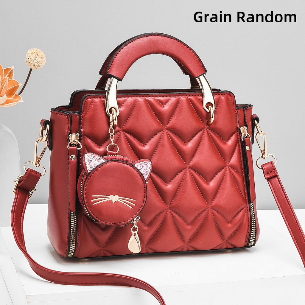 [Foreign Trade Women's Bag] Soft Surface Embossed Handbag Casual Messenger Bag Women's Shoulder Fashion Easiest for Match Handbag