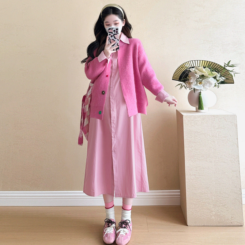 Real shot in stock ~ maternity clothes spring and autumn suit fashion new loose tide mom plus size pregnant women two-piece set