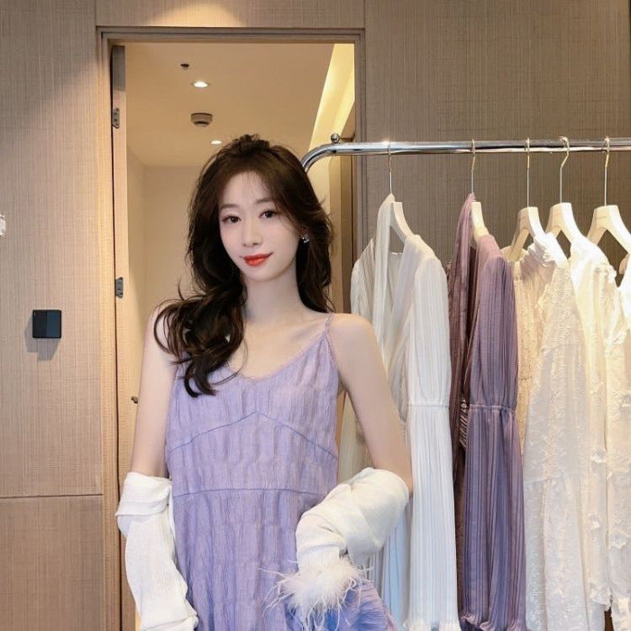Seaside Holiday Beach Dress White dress Women's Summer 2025 New Pure Sleeveless Strap Dress
