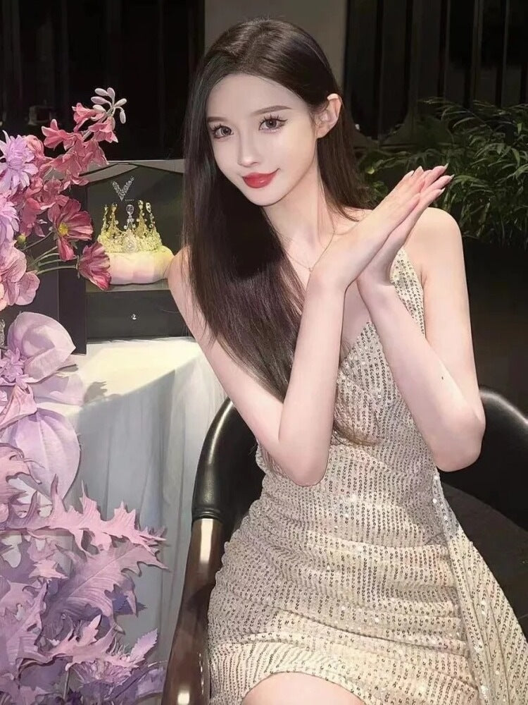 2025 Summer New High-End Elegant Goddess-Style Dress Light Luxury French Banquet Sexy Mini Dress