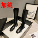 Long Boots for Women, Knight Boots, No More Than Knee-High Street Style Square-Toe Boots, Spring and Autumn New Style, Rear Zipper, Slimming High Boots for Women
