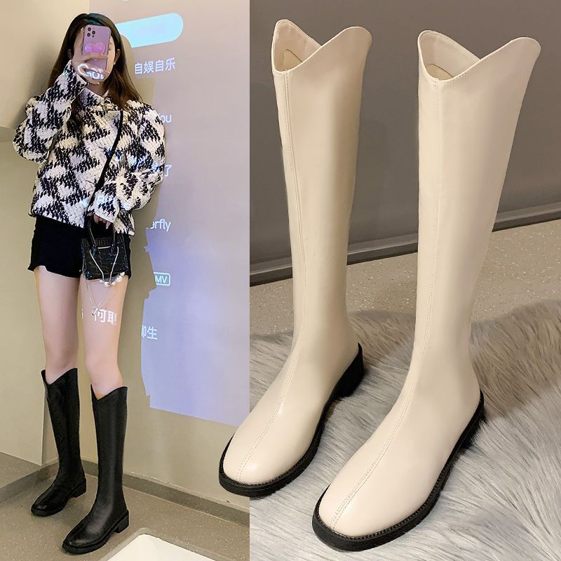 Long Boots for Women, Large Sizes 41 to 43, Knee-High Riding Boots, New Thick-Leg Wide-Calf Brown Boots for Wide Legs