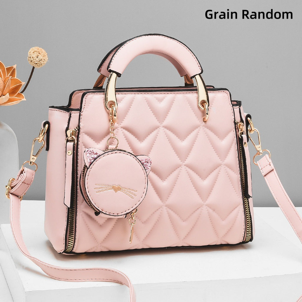 [Foreign Trade Women's Bag] Soft Surface Embossed Handbag Casual Messenger Bag Women's Shoulder Fashion Easiest for Match Handbag