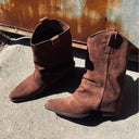 In-Stock Korean Style Versatile Simple Suede Pleated Ankle Boots 2025 Autumn and Winter New Slim Pointed Toe Chunky Heel Booties