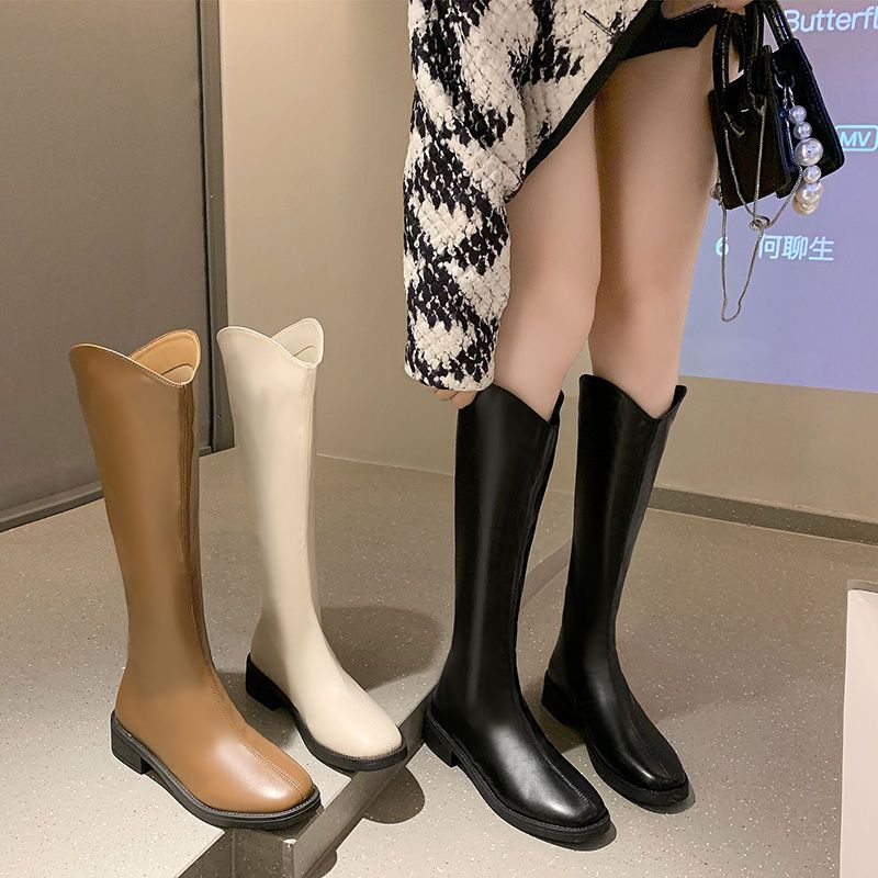 Long Boots for Women, Large Sizes 41 to 43, Knee-High Riding Boots, New Thick-Leg Wide-Calf Brown Boots for Wide Legs