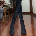 2025 Autumn and Winter New Arrivals Black Over-The-Knee Boots for Petite Riders Thickened Elastic Long Boots Maillard