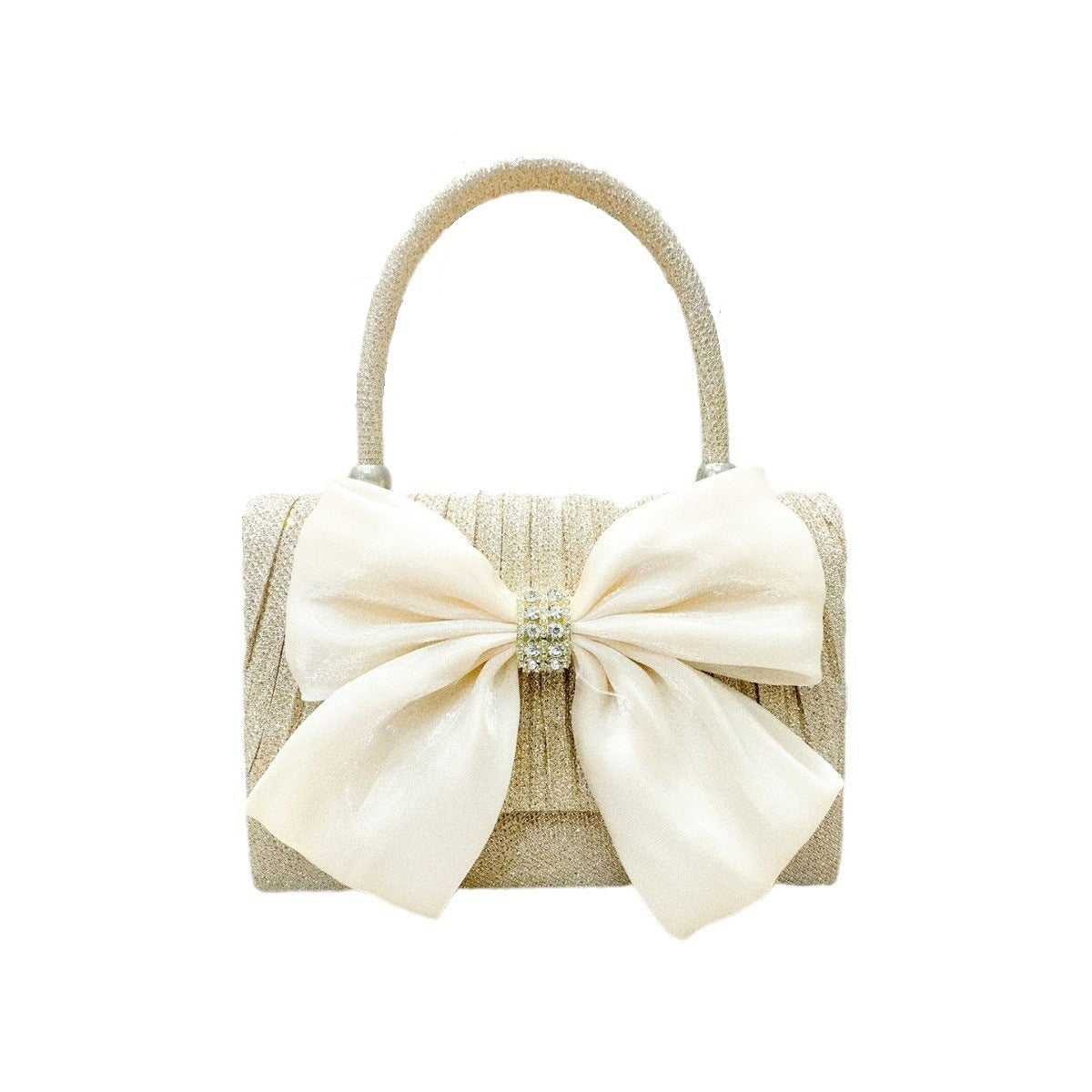 New Cross-border Foreign Trade Bow Handbag Wedding Bridesmaid Pleated Bag Banquet Dress Crossbody Evening Bag