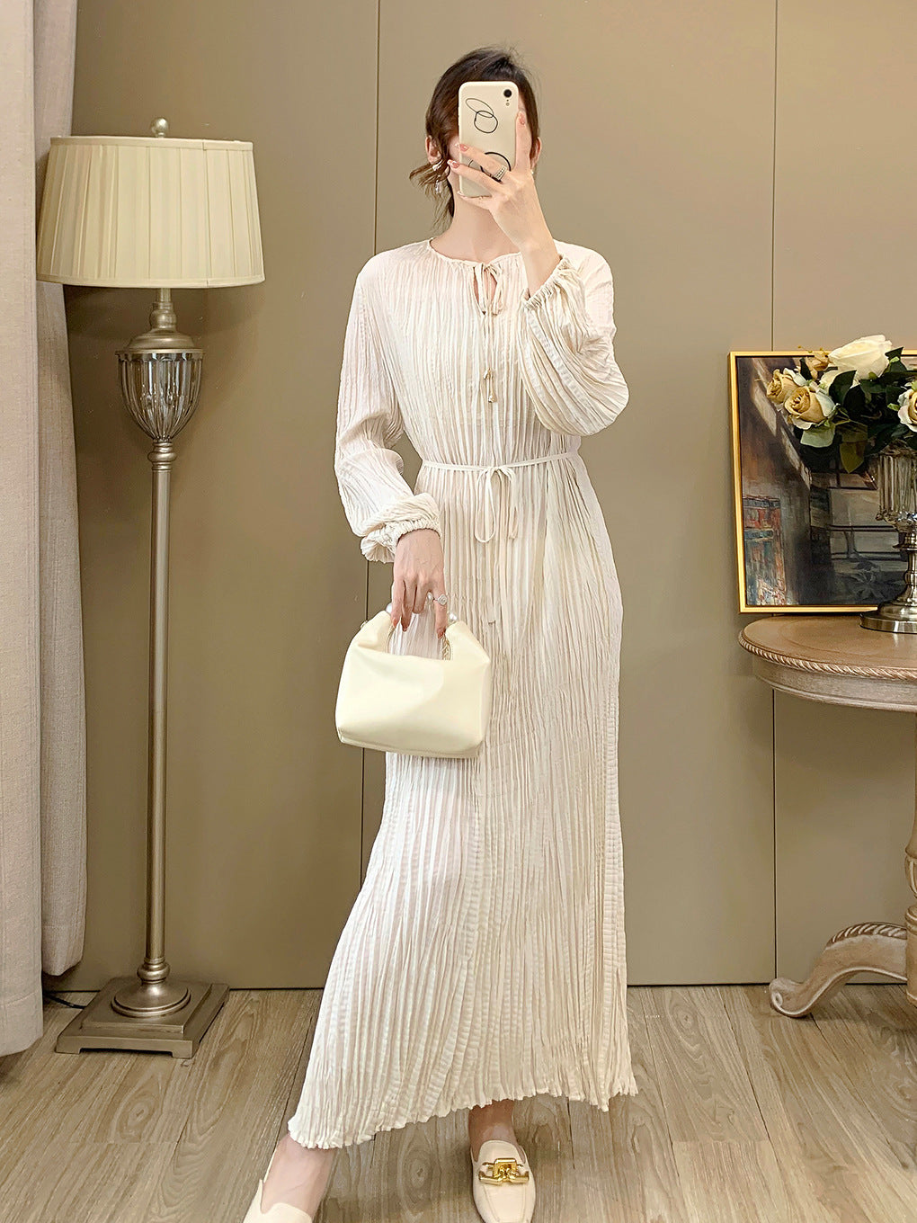 Miyake Long Dress for Women, Summer High-End Dress, New Style, Shenzhen Nanyou High-End Dress, French-Style Dress