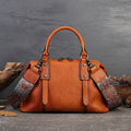 Women's Zipper Handbag First Layer Cowhide Adjustable Shoulder Bag Business Style Tote Bag Genuine Leather Women's Bag Retro Style