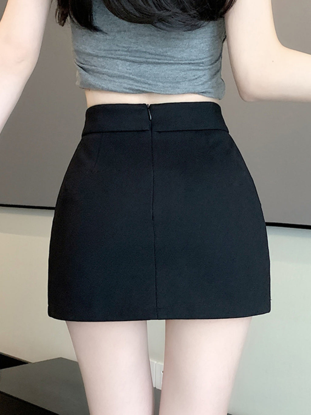 Black A- line Skirt Women's Summer Anti-walking High Waist Hot Girl Sexy Hip Short Skirt Pants Light Mature Style One-step Skirt