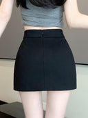 Black A- line Skirt Women's Summer Anti-walking High Waist Hot Girl Sexy Hip Short Skirt Pants Light Mature Style One-step Skirt