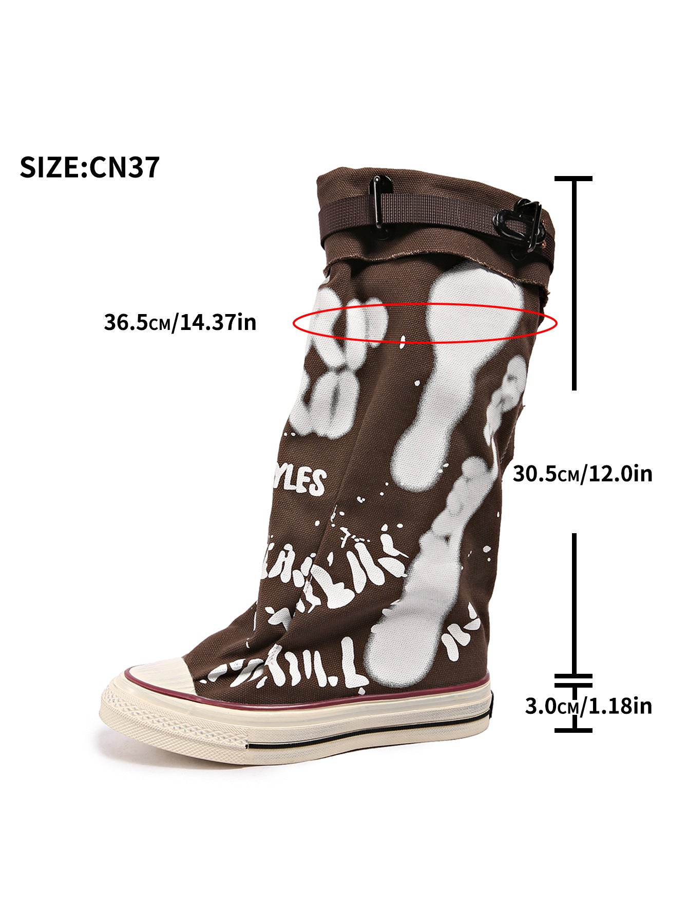 Boots Women's New Retro Flat Graffiti Middle Boots Sexy Trend plus size Foreign Trade Fashion Piled Boots Trendy Cross-border