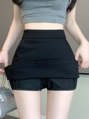 Black A- line Skirt Women's Summer Anti-walking High Waist Hot Girl Sexy Hip Short Skirt Pants Light Mature Style One-step Skirt