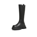 Black Knee-High Thick-Soled Knight Boots Sleeve Chelsea Boots for Women 2025 Autumn and Winter New High Fashion Boots