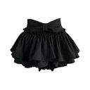 Pure Desire Ballet-Style Red Puffy Skirt for Women, High-Waisted A-Line Tiered Skirt, Anti-Exposure Mini Skirt for Petite Figures