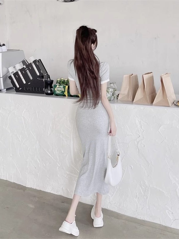 High-end polo French first love sweet knitted dress versatile age-reducing casual dress for women temperament slimming trendy