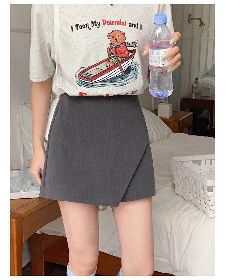 Black High-Waisted Mini Skirt for Women 2024 New Spring/Summer Style with Slit, A-Line, Bodycon Shorts