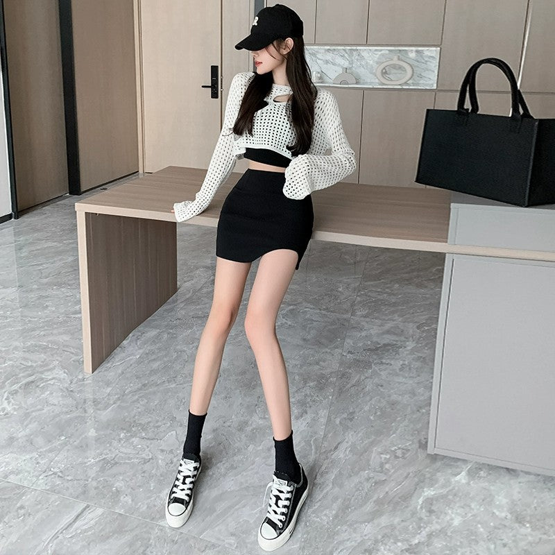Black Sexy Hip Skirt Skirt Spring and Summer 2024 New Anti-walking Women's Short Skirt Irregular Tight Skirt
