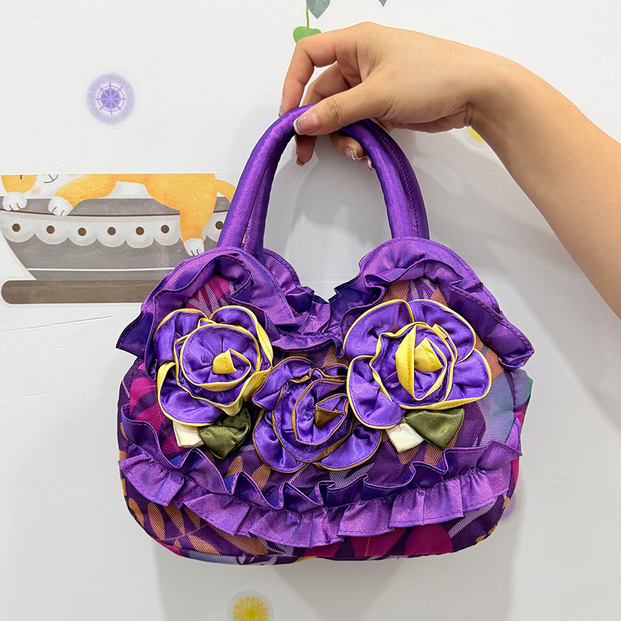 New Style Mother Key Middle Bag Korean Style Women's Handbag Mummy Bag Solid Color Lace Girl's Zipper Handbag