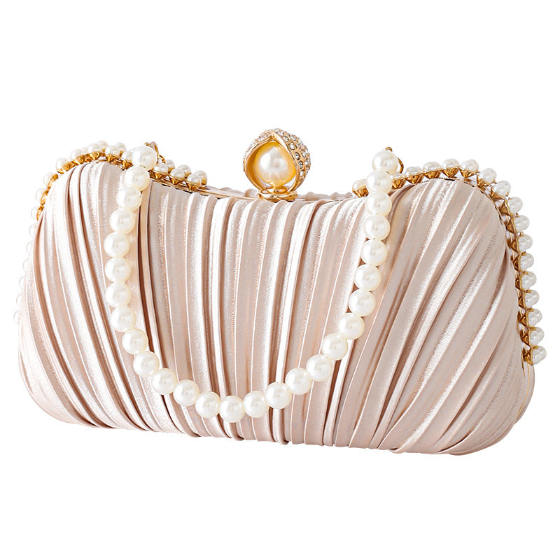 Dinner Clutch Bag Women's Pleated Satin Celebrity Banquet Bag with Evening Dress Handbag Cheongsam Handbag Party Bag