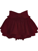 Pure Desire Ballet-Style Red Puffy Skirt for Women, High-Waisted A-Line Tiered Skirt, Anti-Exposure Mini Skirt for Petite Figures