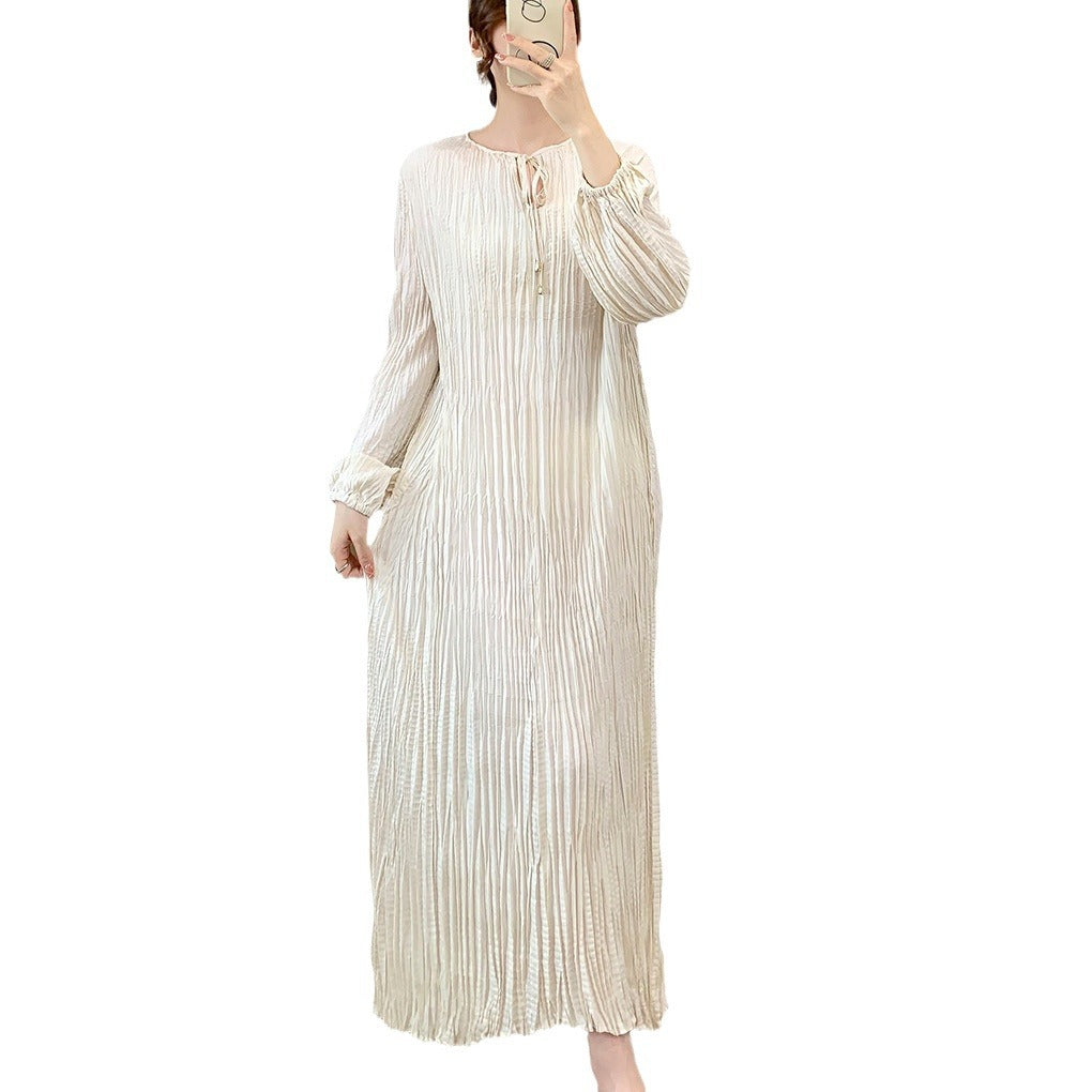 Miyake Long Dress for Women, Summer High-End Dress, New Style, Shenzhen Nanyou High-End Dress, French-Style Dress