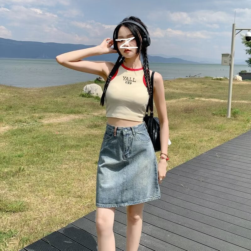2026 Summer Hot Girl High Waist Slimming A-Line Skirt Bodycon Skirt Denim Skirt Denim Mini Skirt Women's Hot Girl Style
