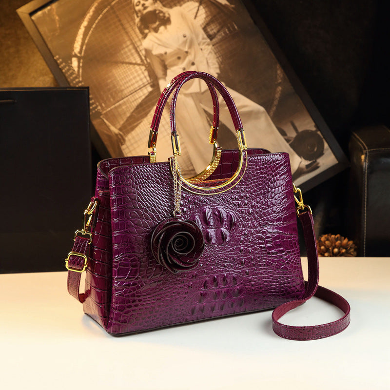 Middle-aged Women's Bag High-end Wedding Bag Genuine Leather Crocodile Pattern Happy Mother-in-law Bag Wedding Handbag with Cheongsam Bag