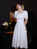 Registration Dress French Square Collar Dress White Dress Daily Wearing Engagement dress White Slim Dress