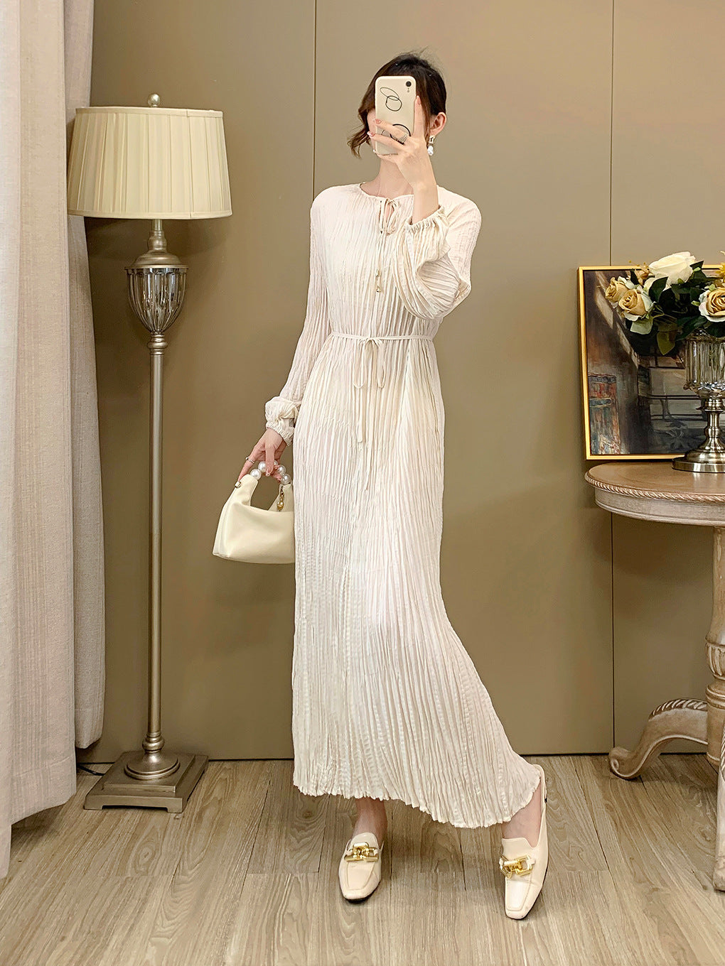 Miyake Long Dress for Women, Summer High-End Dress, New Style, Shenzhen Nanyou High-End Dress, French-Style Dress