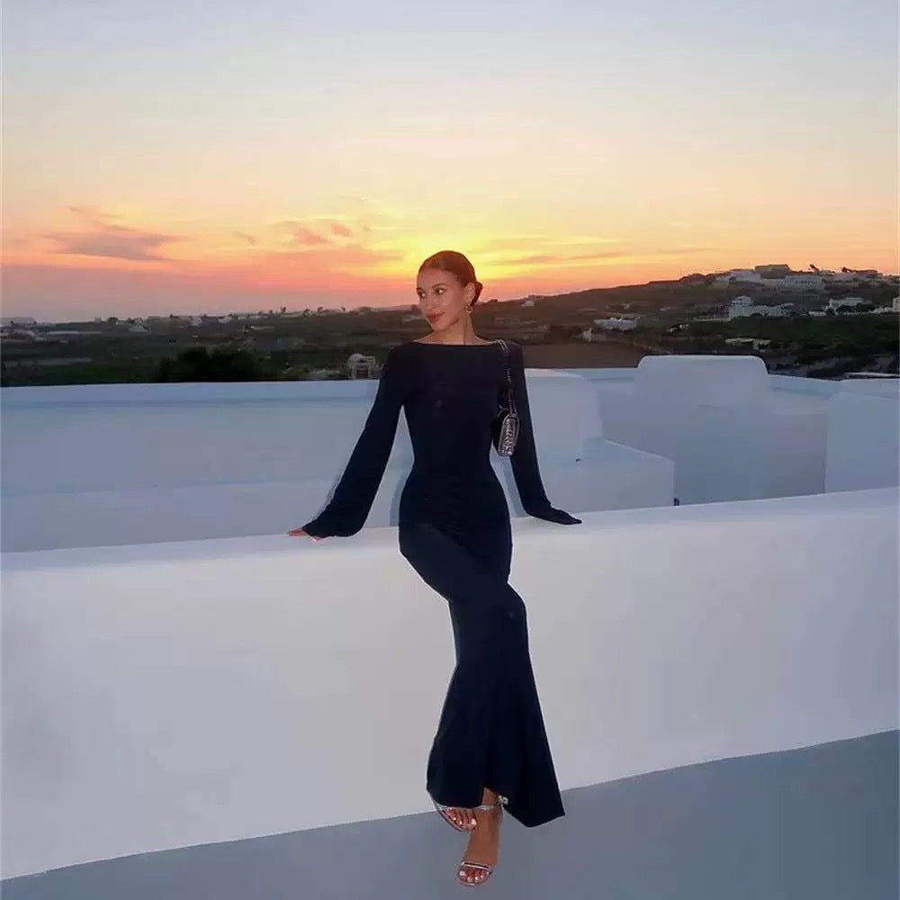 Hot Girl Sexy Backless See-Through Vacation Blouse Skirt Women's New Summer Seaside Bikini with Long-Sleeved One-Piece Swimsuit